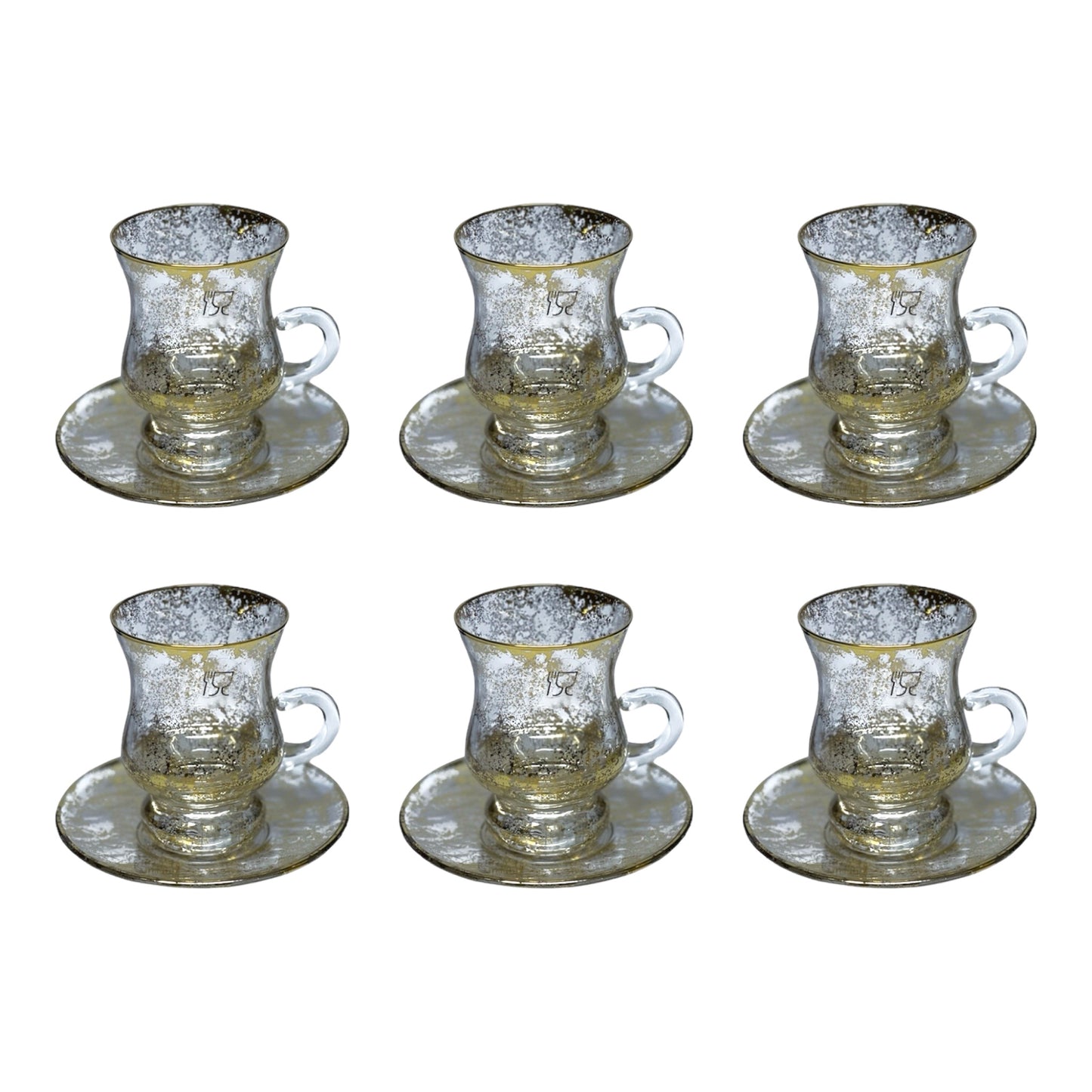 Italian Crystal - Coffee Set With Saucer 12 Pcs - Gold