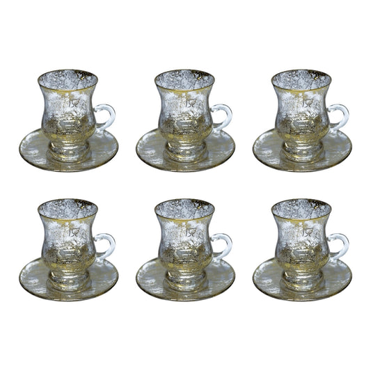 Italian Crystal - Coffee Set With Saucer 12 Pcs - Gold