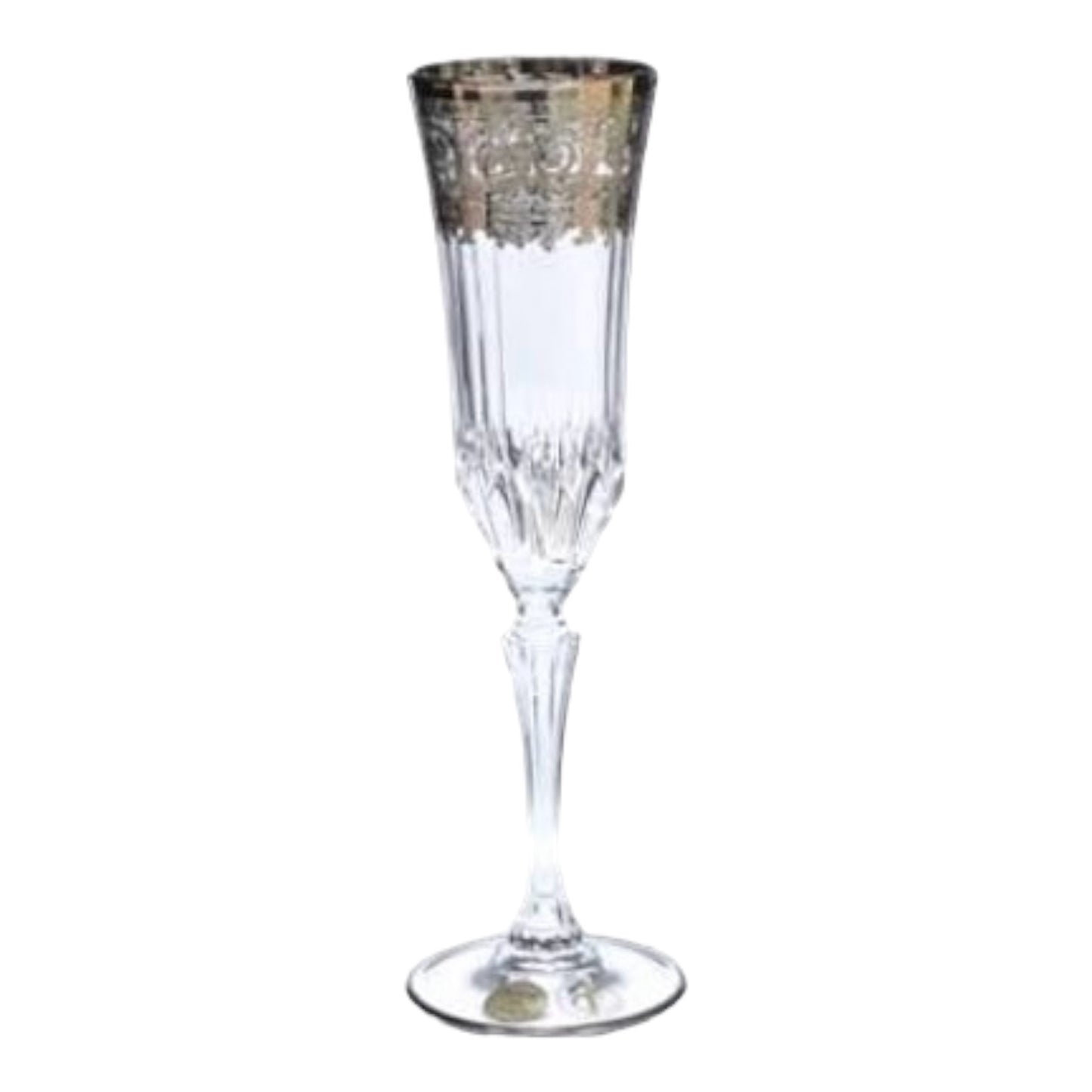 Italian Crystal - Flute Glass Set 6 Pcs - Silver