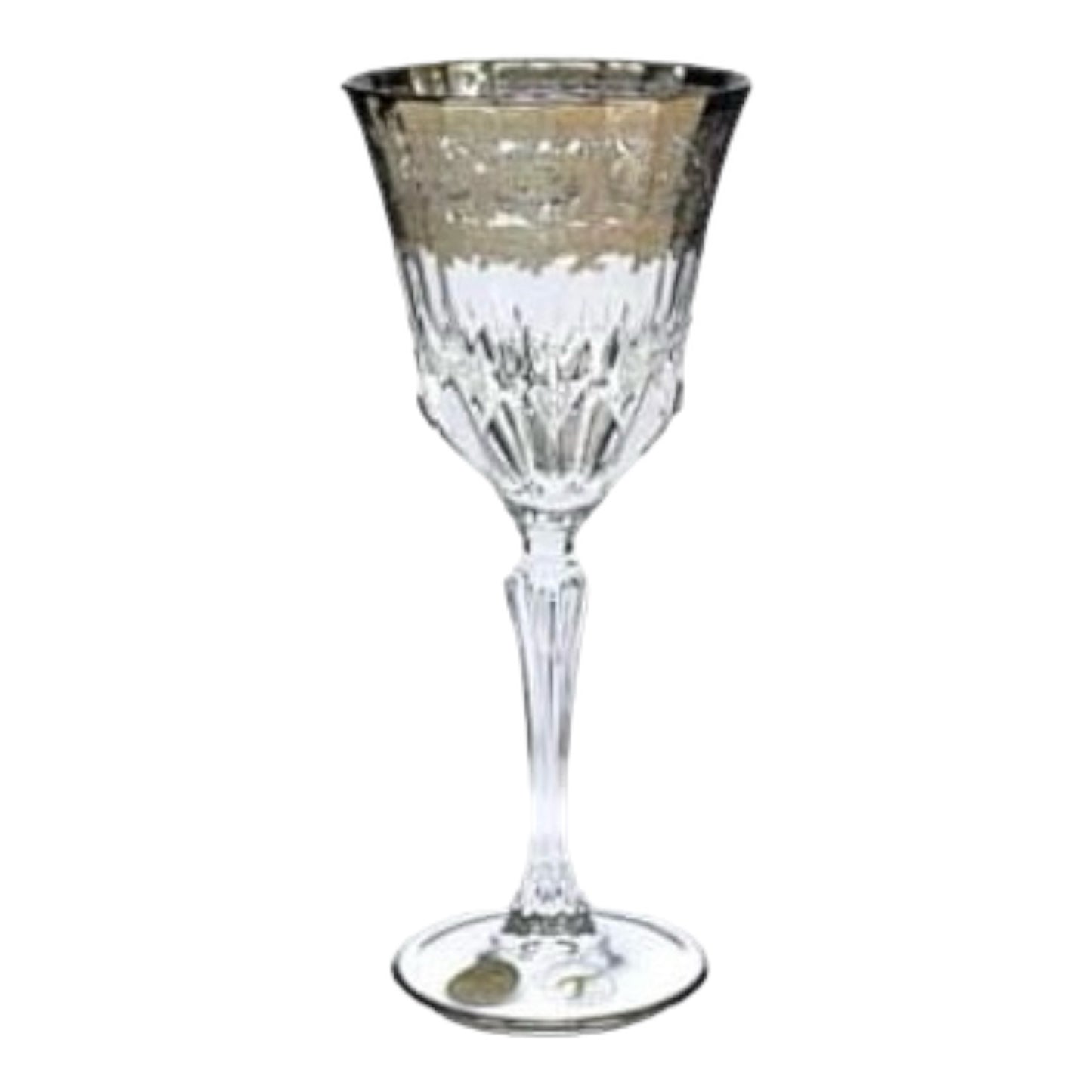 Italian Crystal - Goblet Glass Set 6 Pcs - Silver