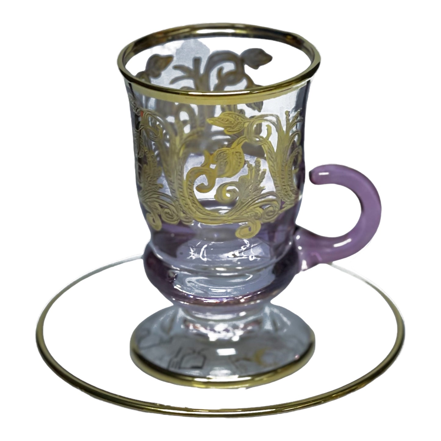 Italian Crystal - Coffee Set With Saucer 12 Pcs - Purple&Gold