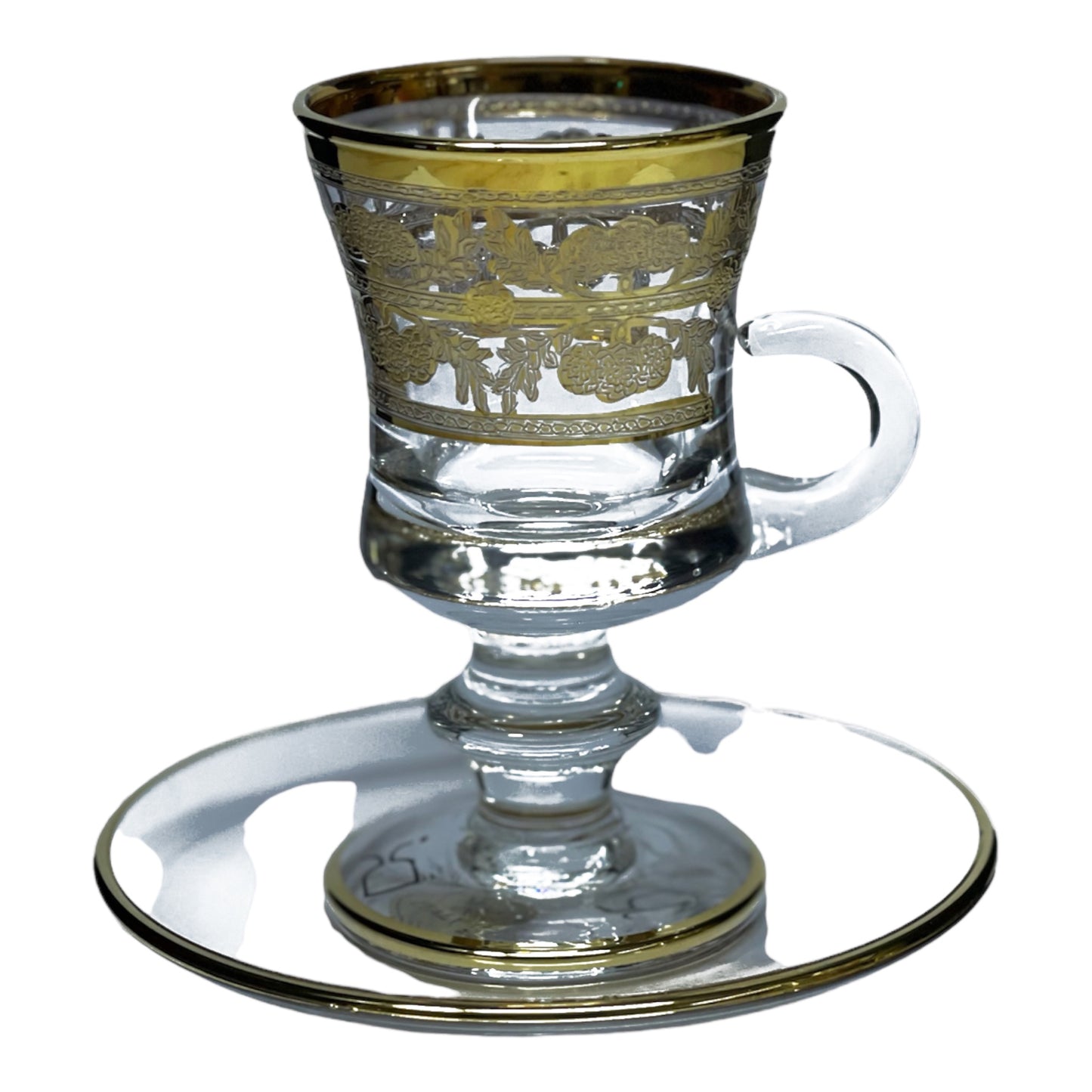 Italian Crystal - Coffee Set With Saucer 12 Pcs - Gold