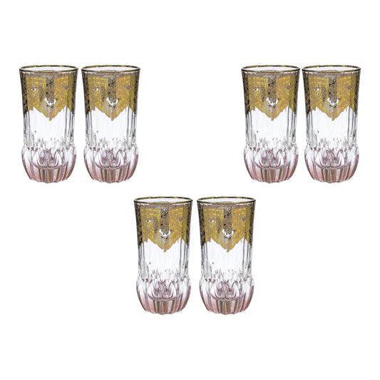 Italian Crystal - Highball Glass Set 6 Pcs - Rose&Gold