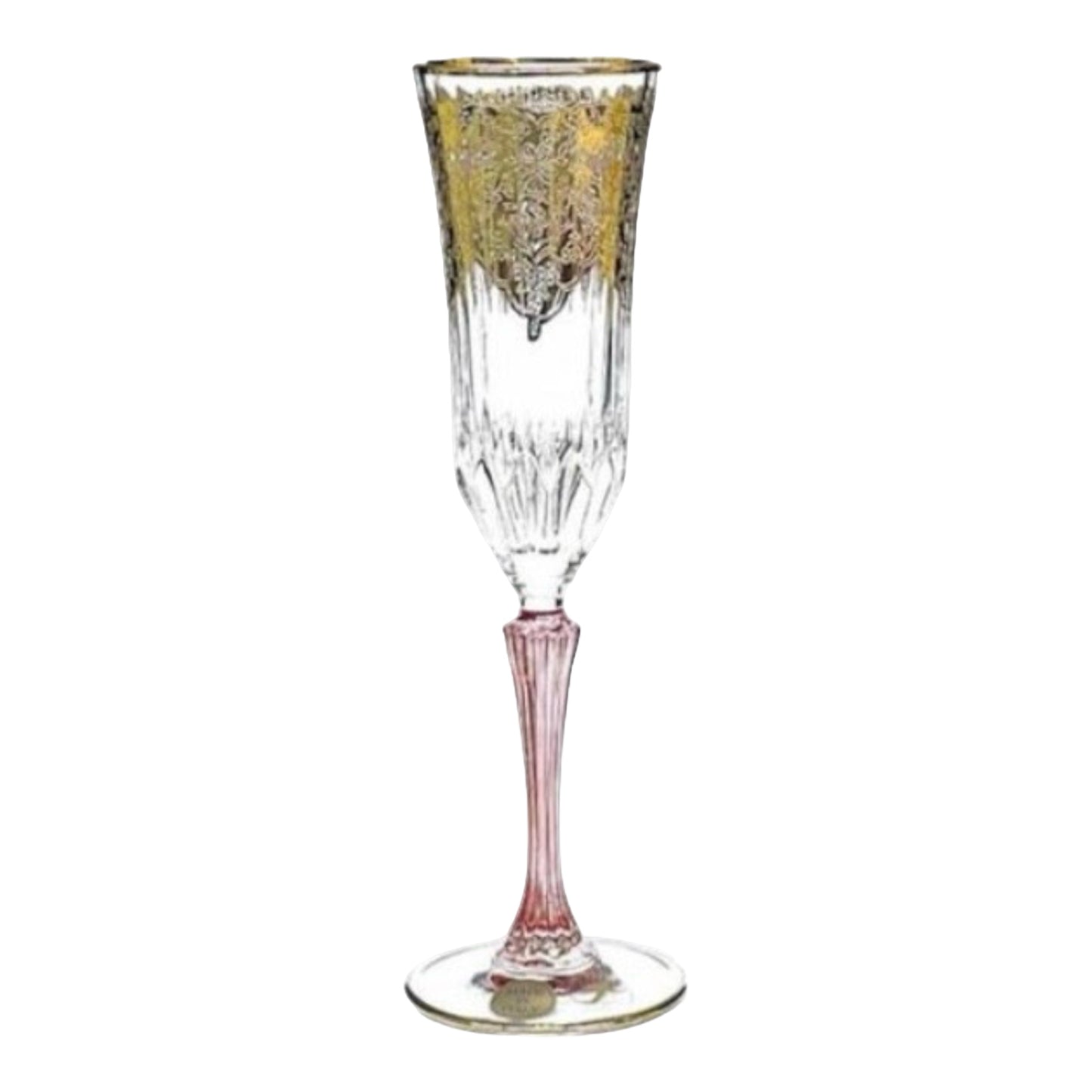 Italian Crystal - Flute Glass Set 6 Pcs - Rose&Gold