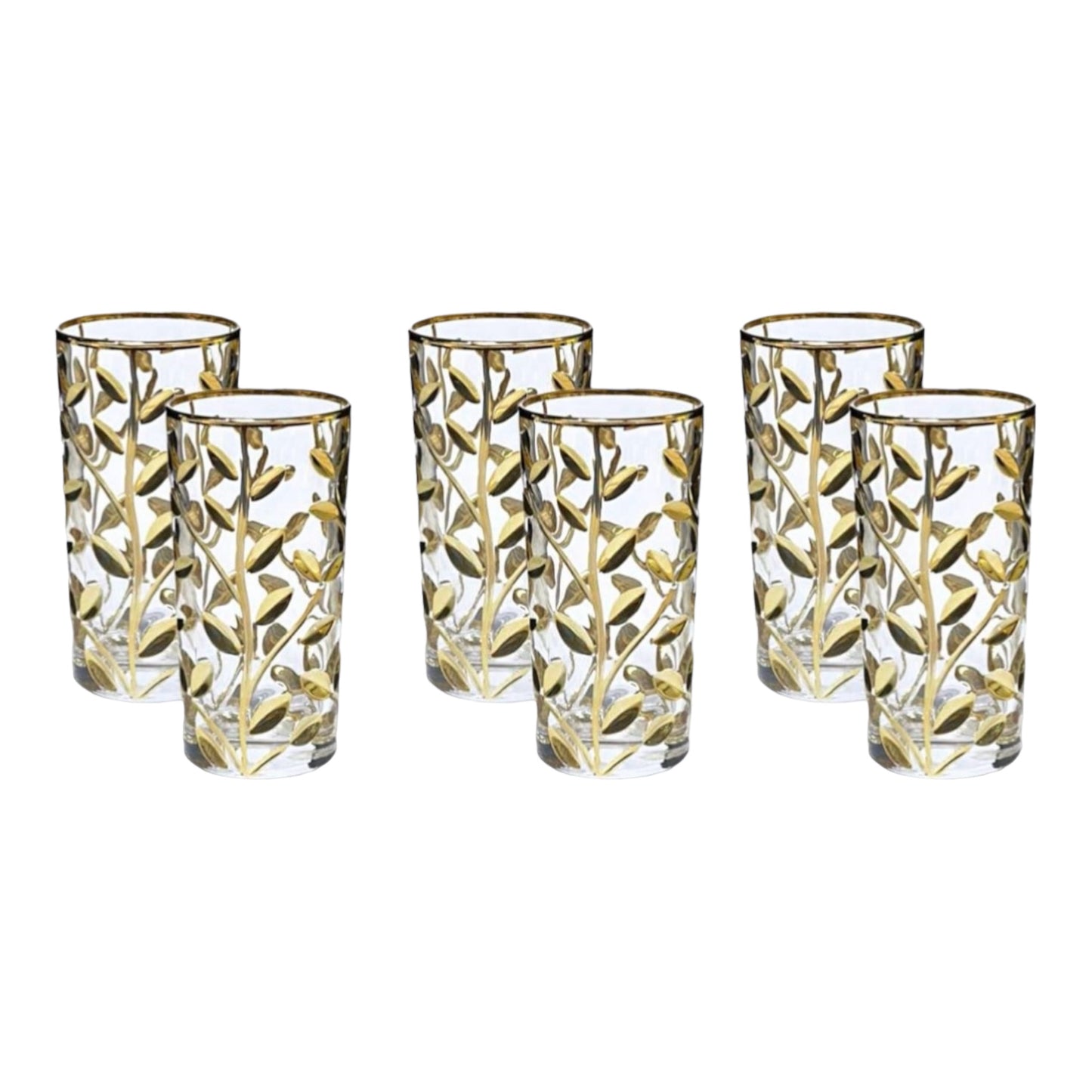 Italian Crystal - Highball Glass Set 6 Pcs - Gold