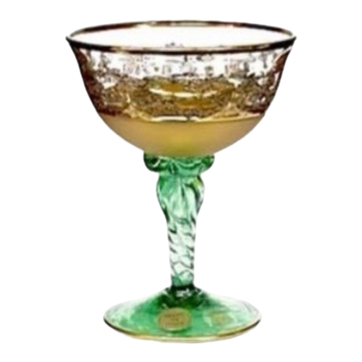 Italian Crystal - Cocktail Glass Set 6 Pcs - Green&Gold