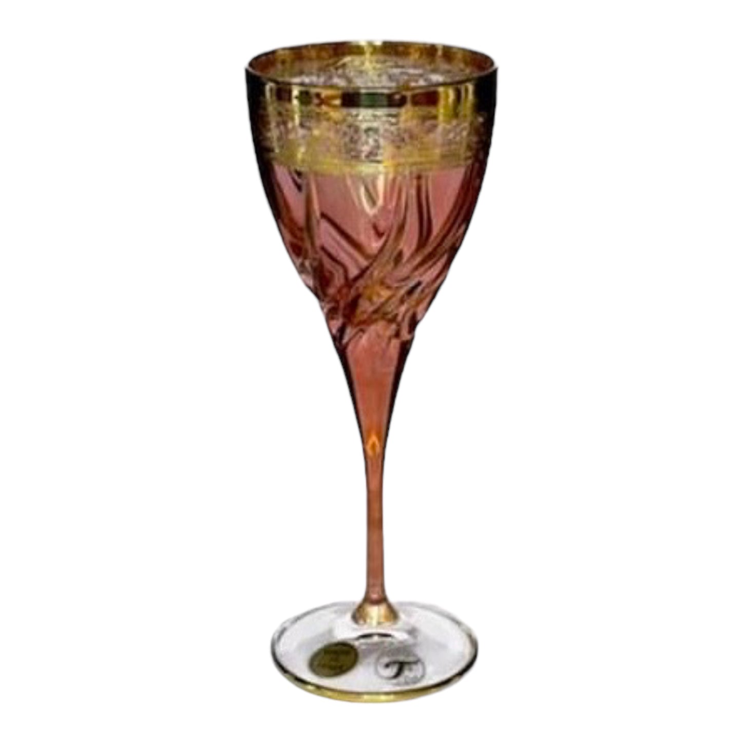 Italian Crystal - Goblet Glass Set 6 Pcs - Rose&Gold