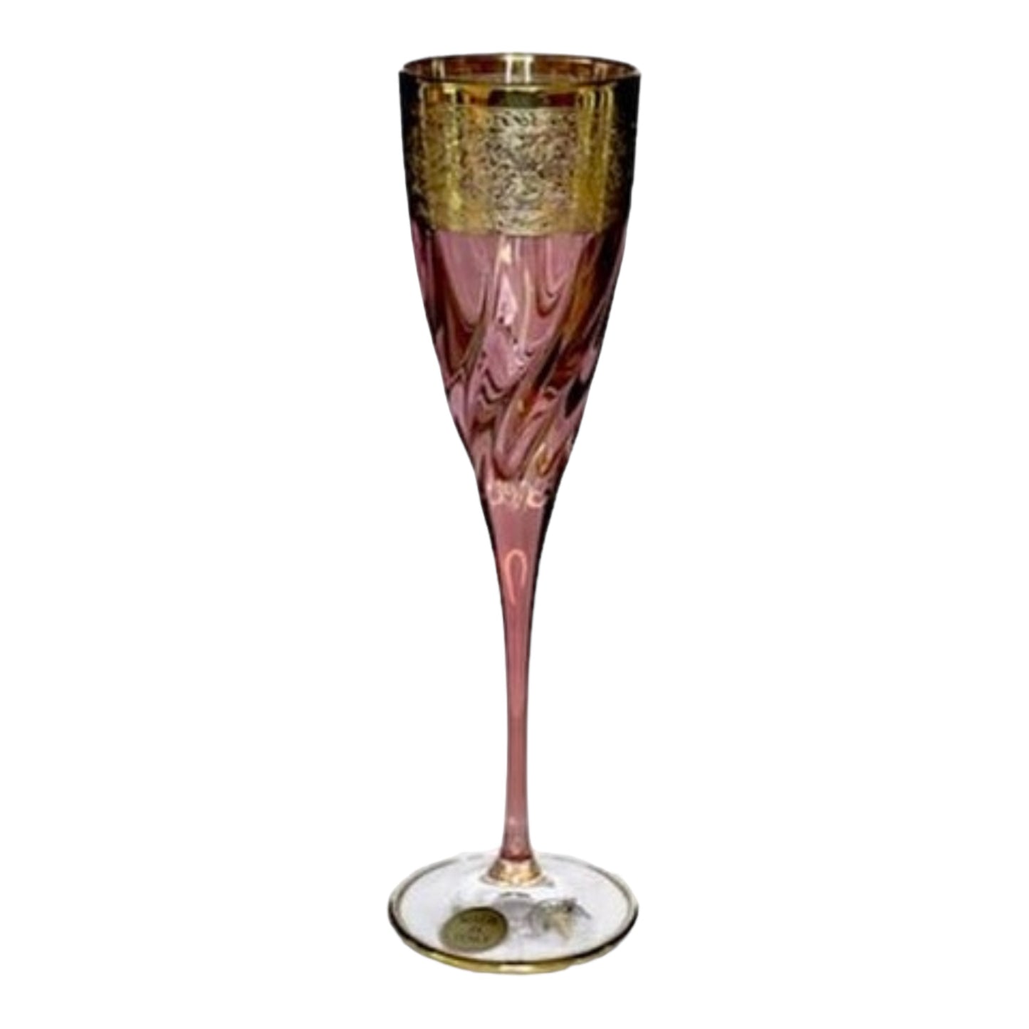 Italian Crystal - Flute Glass Set 6 Pcs - Rose&Gold