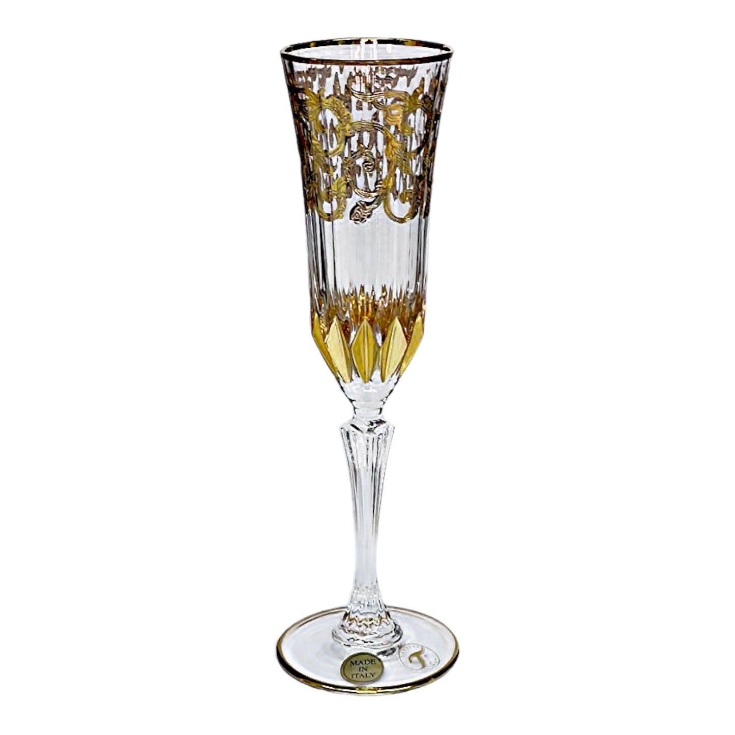 Italian Crystal - Flute Glass Set 6 Pcs - Gold