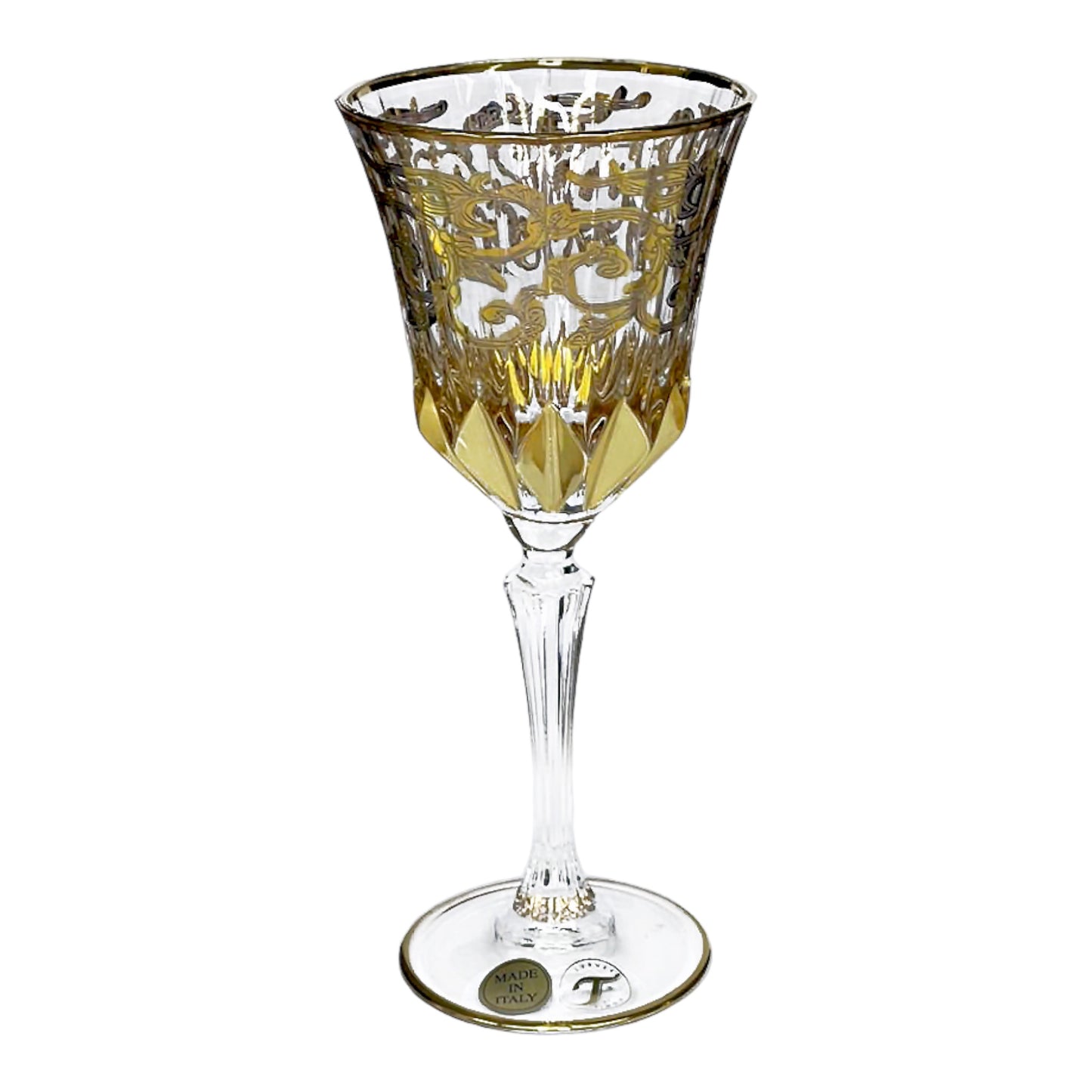 Italian Crystal - Goblet Glass Set 6 Pcs - Gold