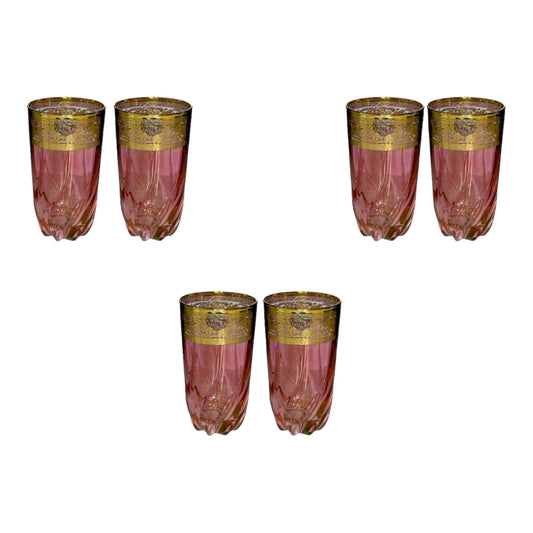 Italian Crystal - Highball Glass Set 6 Pcs - Rose&Gold