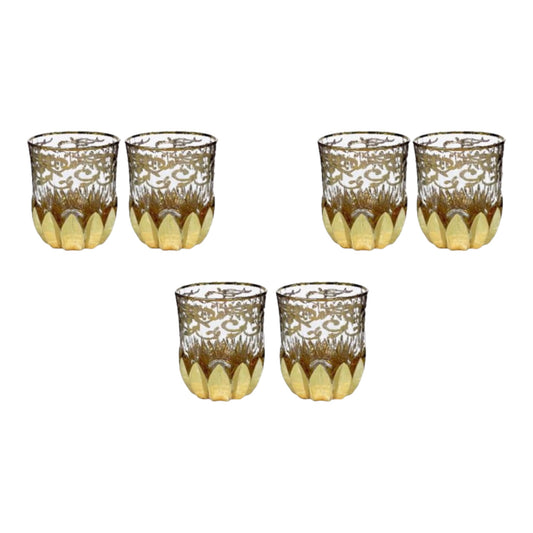 Italian Crystal - Tumbler Glass Set 6 Pcs - Gold