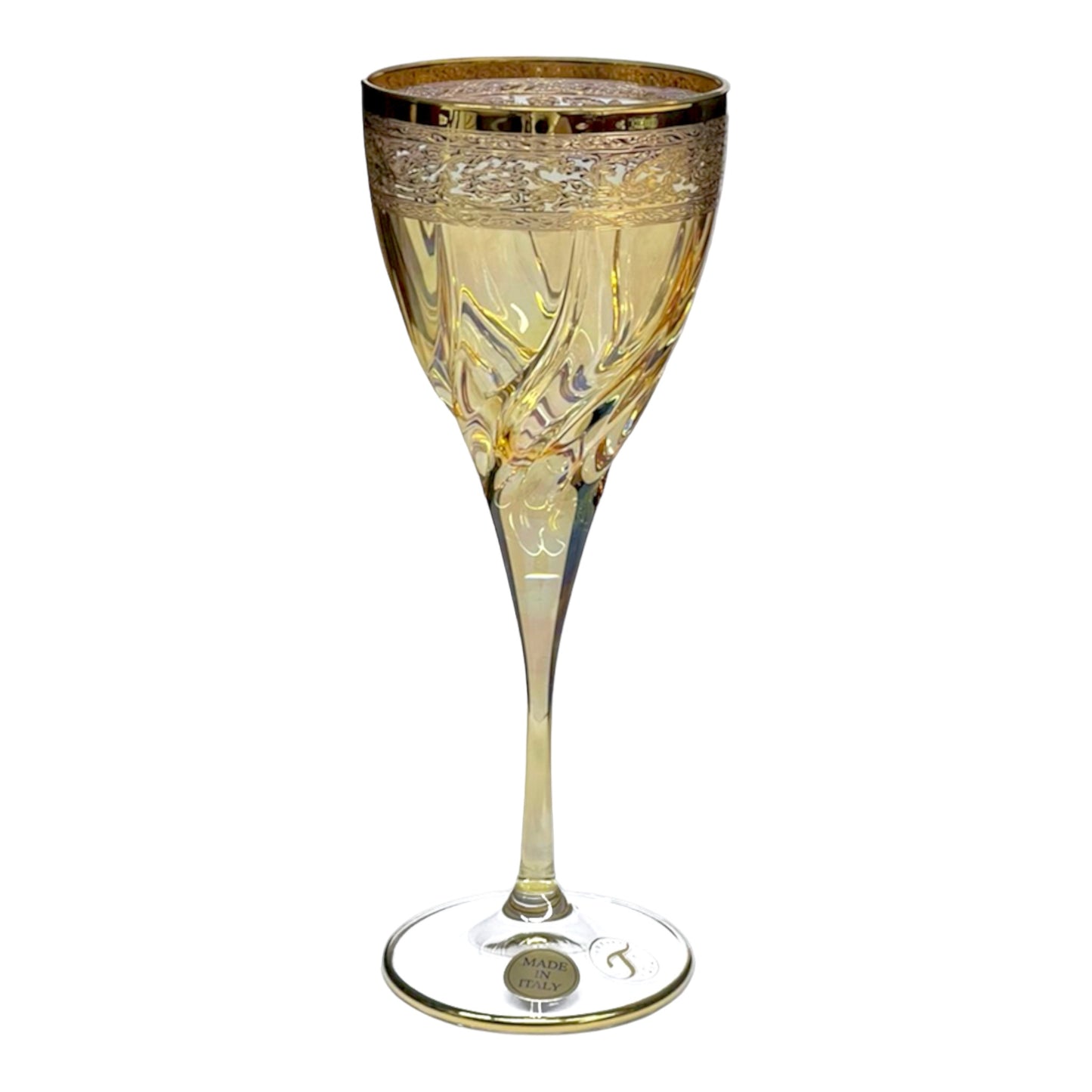 Italian Crystal - Goblet Glass Set 6 Pcs - Gold