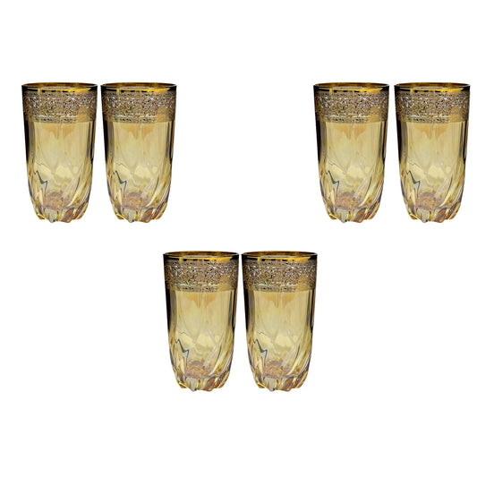 Italian Crystal - Highball Glass Set 6 Pcs - Gold