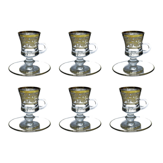 Italian Crystal - Coffee Set With Saucer 12 Pcs - Gold