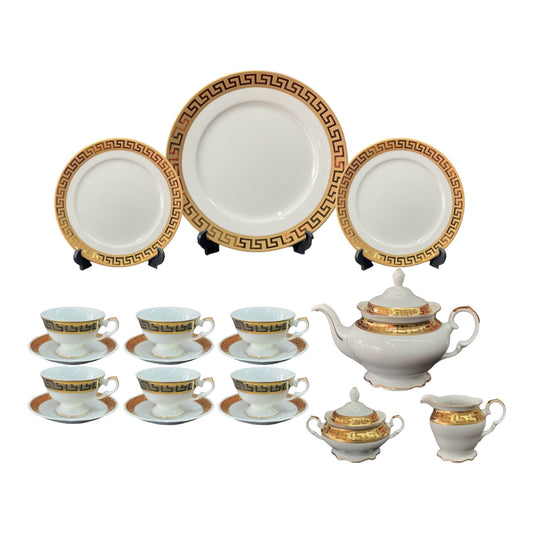 Tea Set 24 Pcs - Limoge - Gold&White