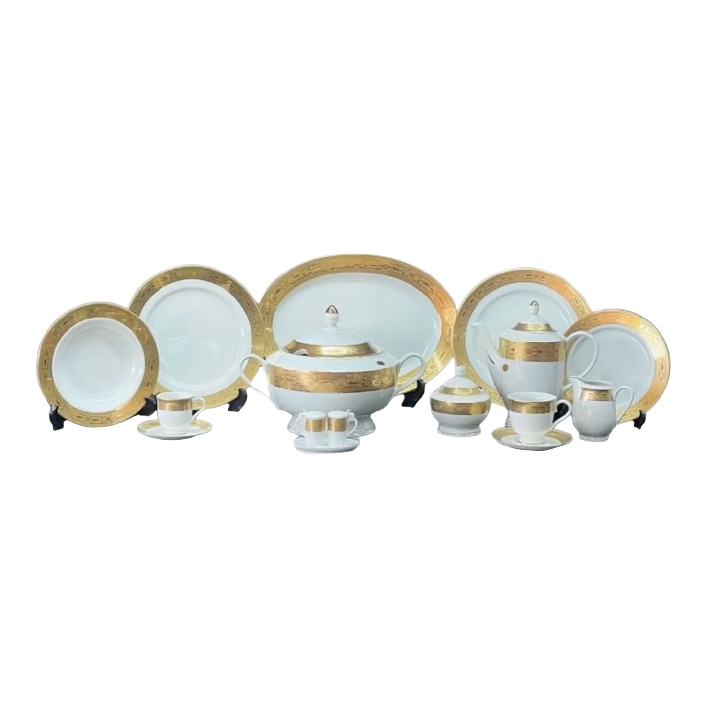 Dinner Set 114 Pcs - Limoge - Gold&White