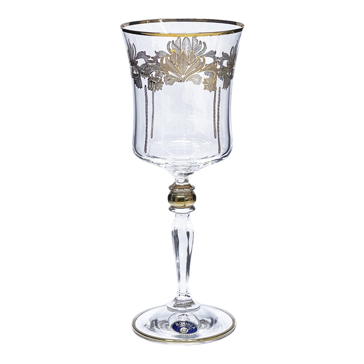 Bohemia Crystal - Goblet Glass Set 6 Pcs - Gold