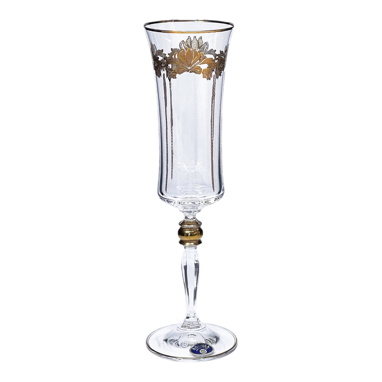 Bohemia Crystal - Flute Glass Set 6 Pcs - Gold