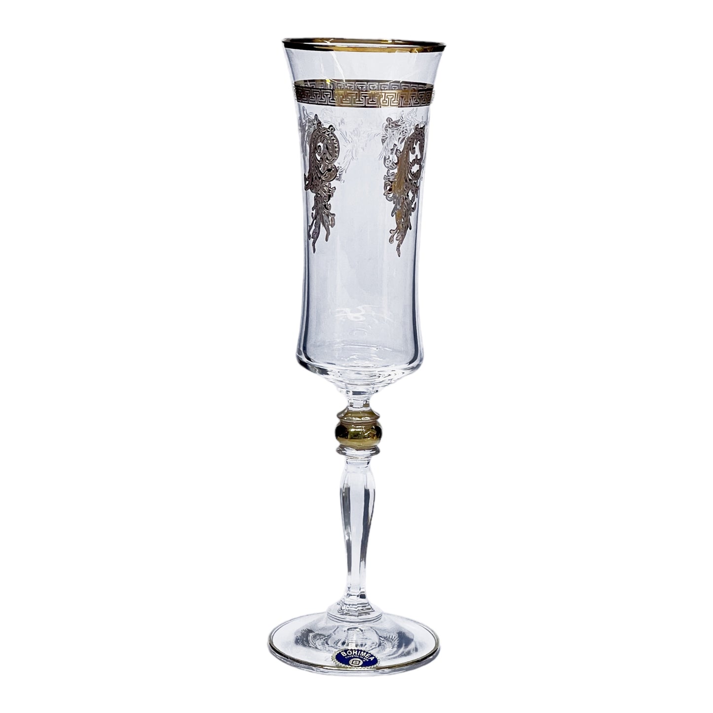 Bohemia Crystal  - Flute Glass Set 6 Pcs - Gold