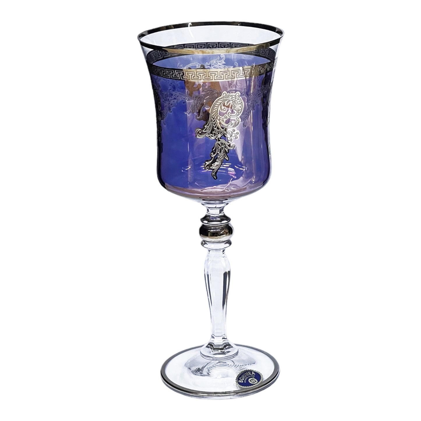 Bohemia Crystal - Goblet Glass Set 6 Pcs - Purple&Silver