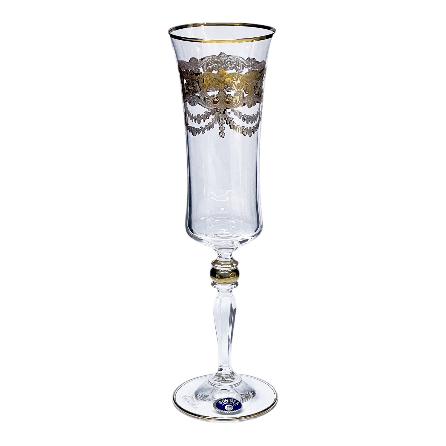 Bohemia Crystal - Flute Glass Set 6 Pcs - Gold