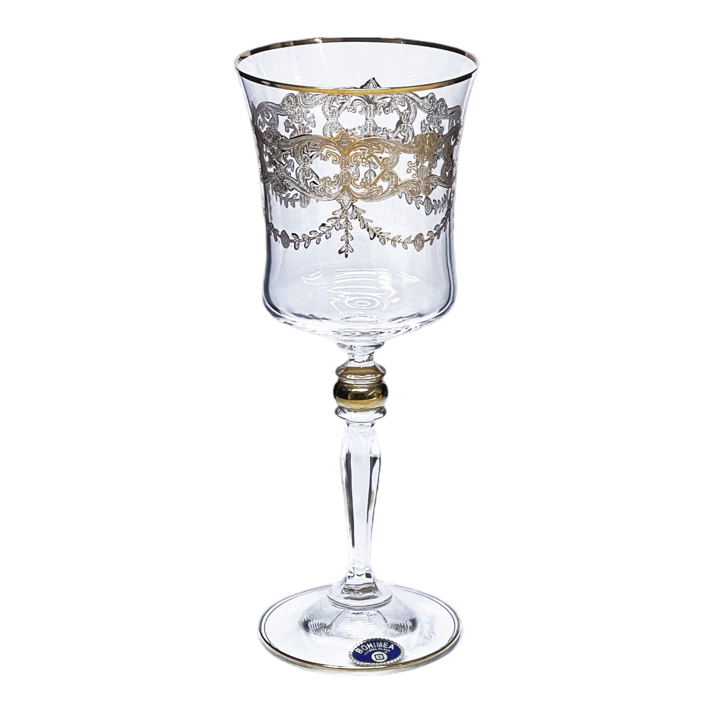 Bohemia Crystal - Goblet Glass Set 6 Pcs - Gold