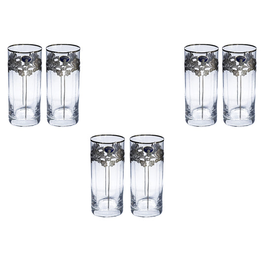 Bohemia Crystal - Highball Glass Set 6 Pcs - Silver