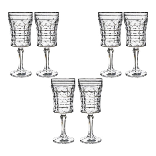 Bohemia Crystal - Diamond Goblet Glass Set 6 Pcs - Silver