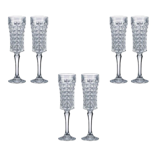 Bohemia Crystal - Diamond Flute Glass Set 6 Pcs