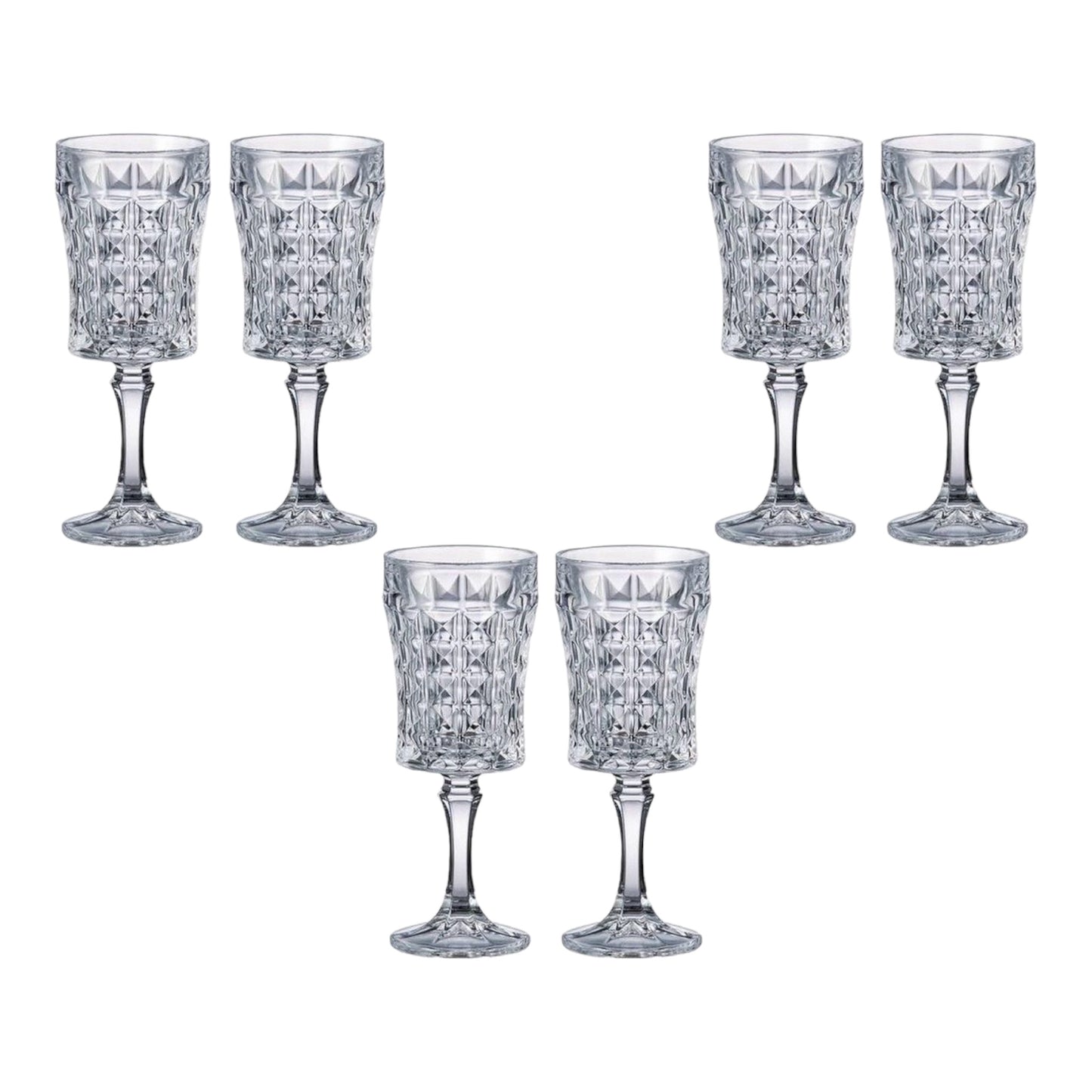 Bohemia Crystal - Diamond Goblet Glass Set 6 Pcs