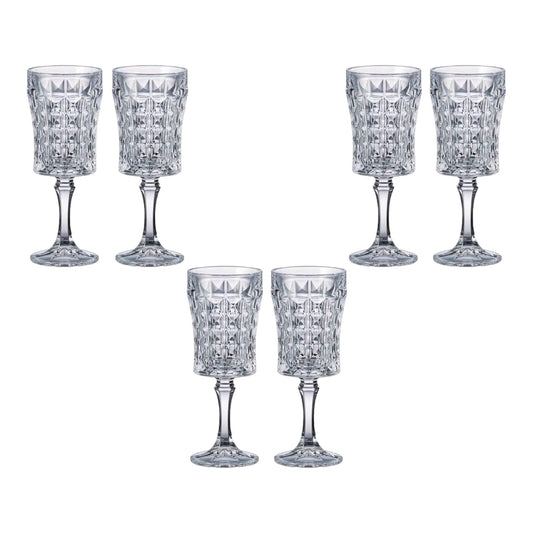 Bohemia Crystal - Diamond Goblet Glass Set 6 Pcs