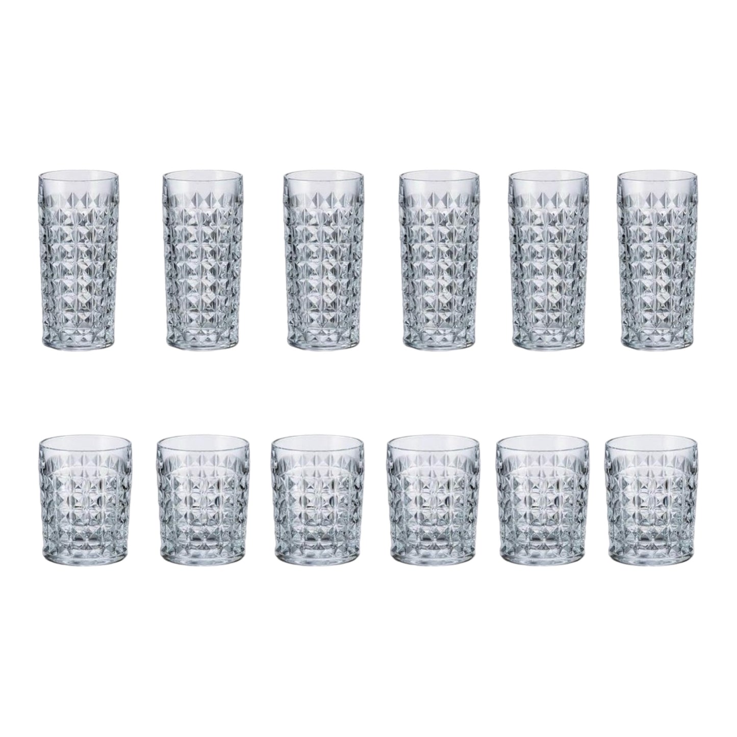 Bohemia Crystal - Diamond Highball,Tumbler Glass Set 12 Pcs