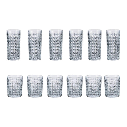 Bohemia Crystal - Diamond Highball,Tumbler Glass Set 12 Pcs