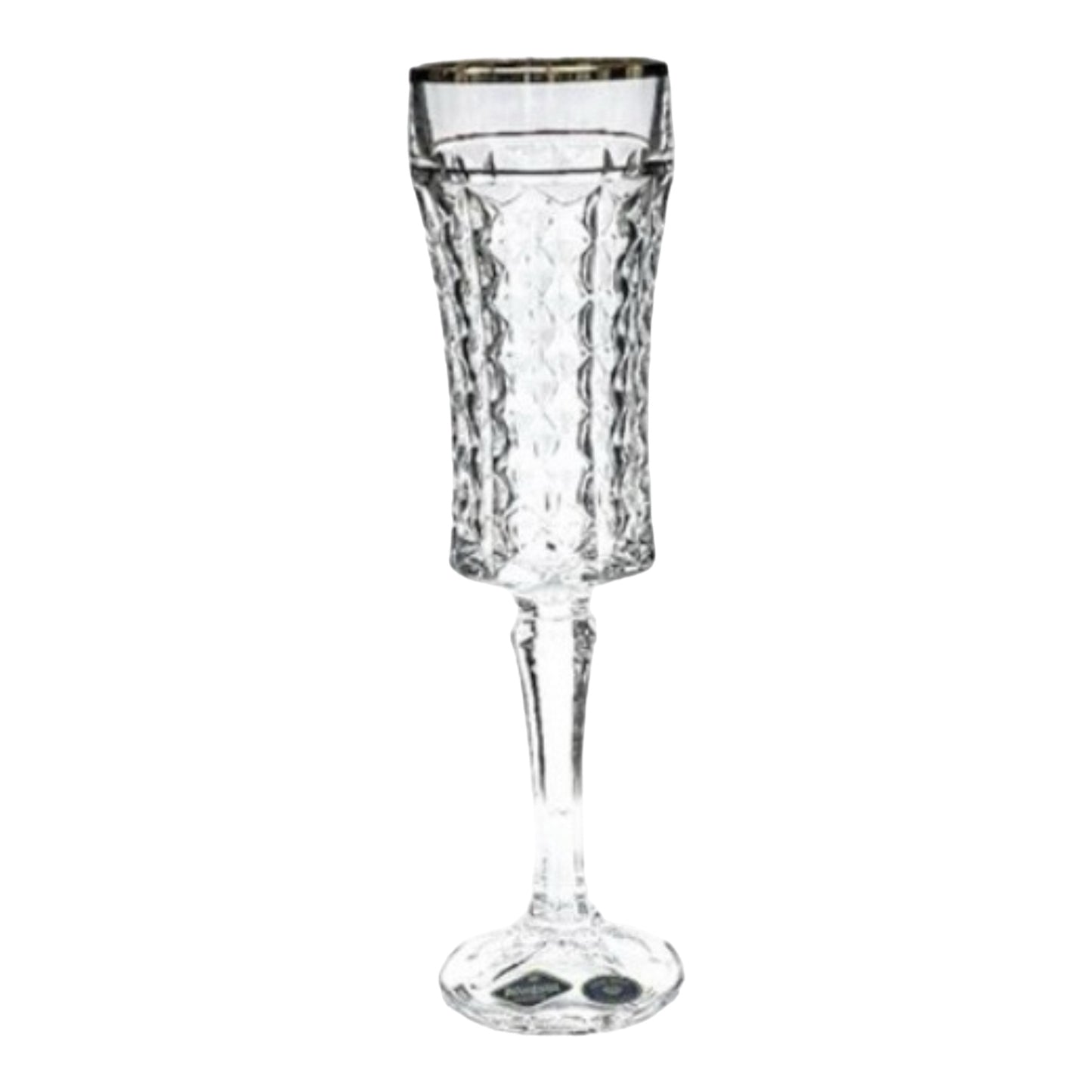 Bohemia Crystal - Diamond Flute Glass Set 6 Pcs - Gold