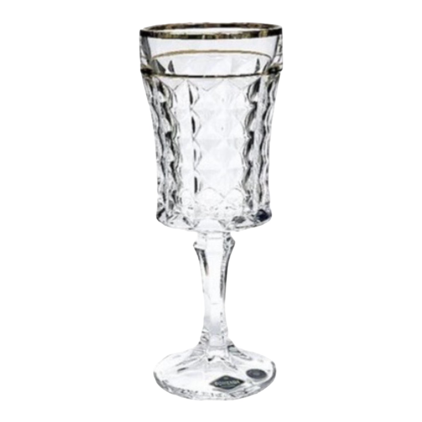 Bohemia Crystal - Diamond Goblet Glass Set 6 Pcs - Gold