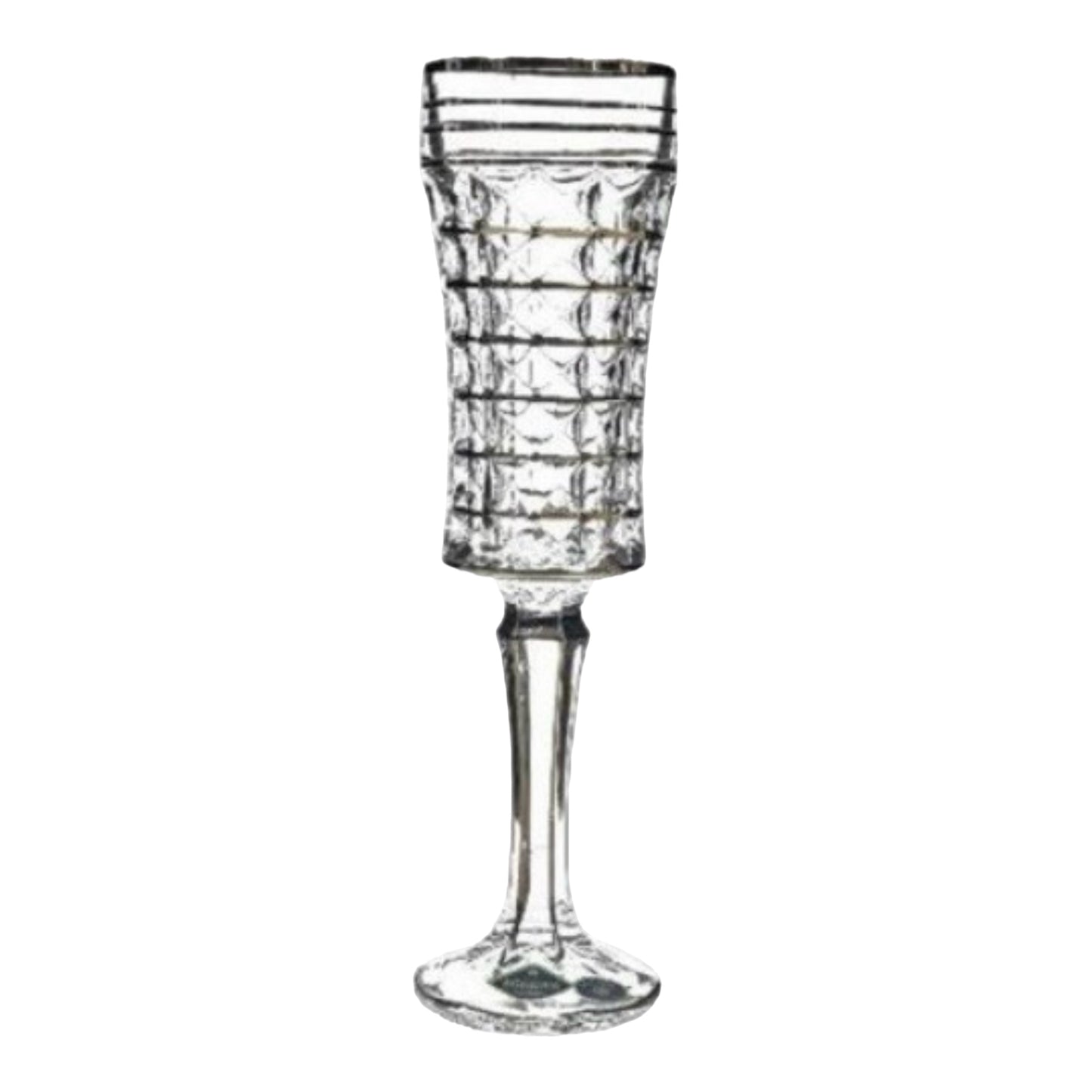 Bohemia Crystal - Diamond Flute Glass Set 6 Pcs - Silver