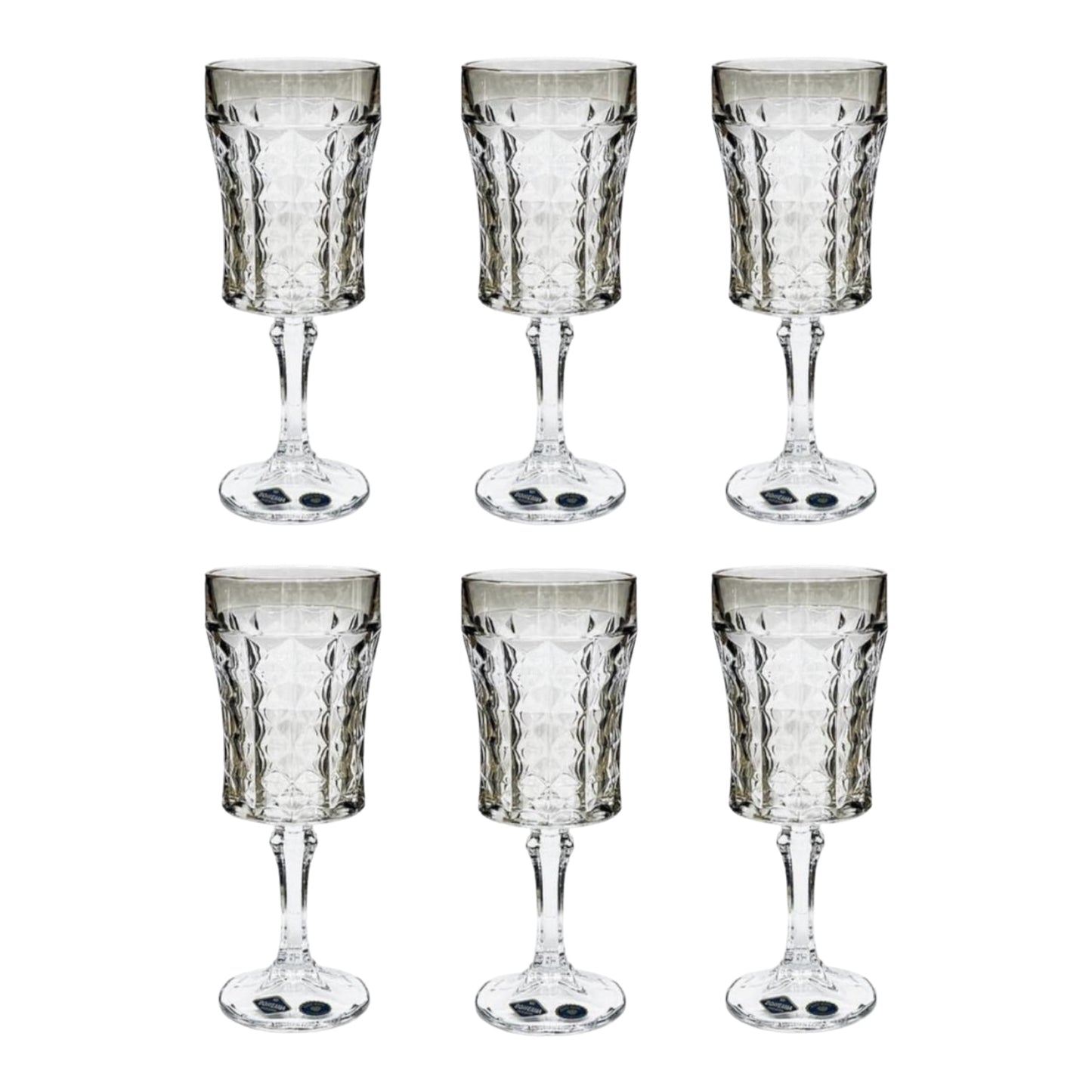 Bohemia Crystal - Diamond Goblet Glass Set 6 Pcs - Gold