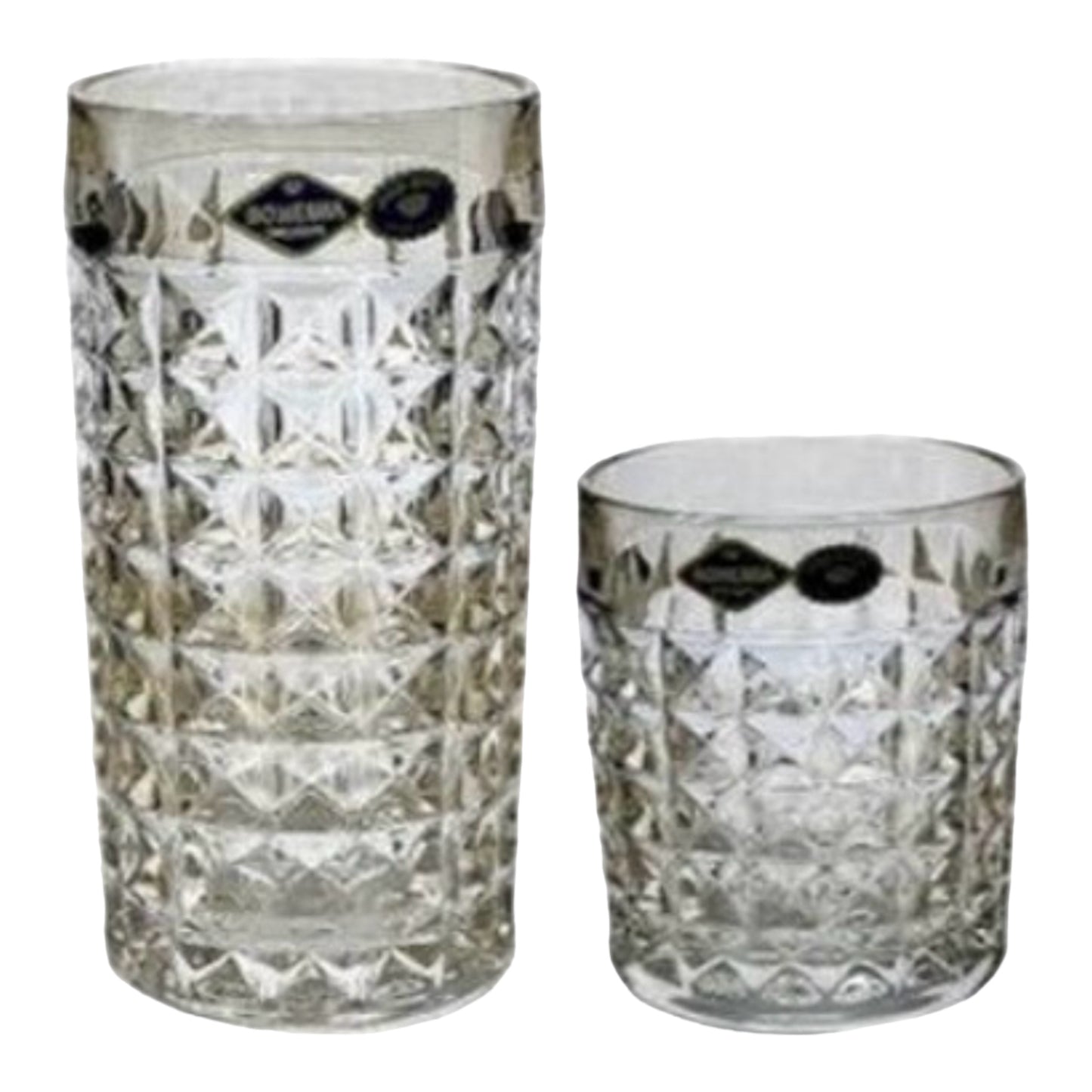 Bohemia Crystal - Diamond Highball & Tumbler Glass Set 12 Pcs - Gold