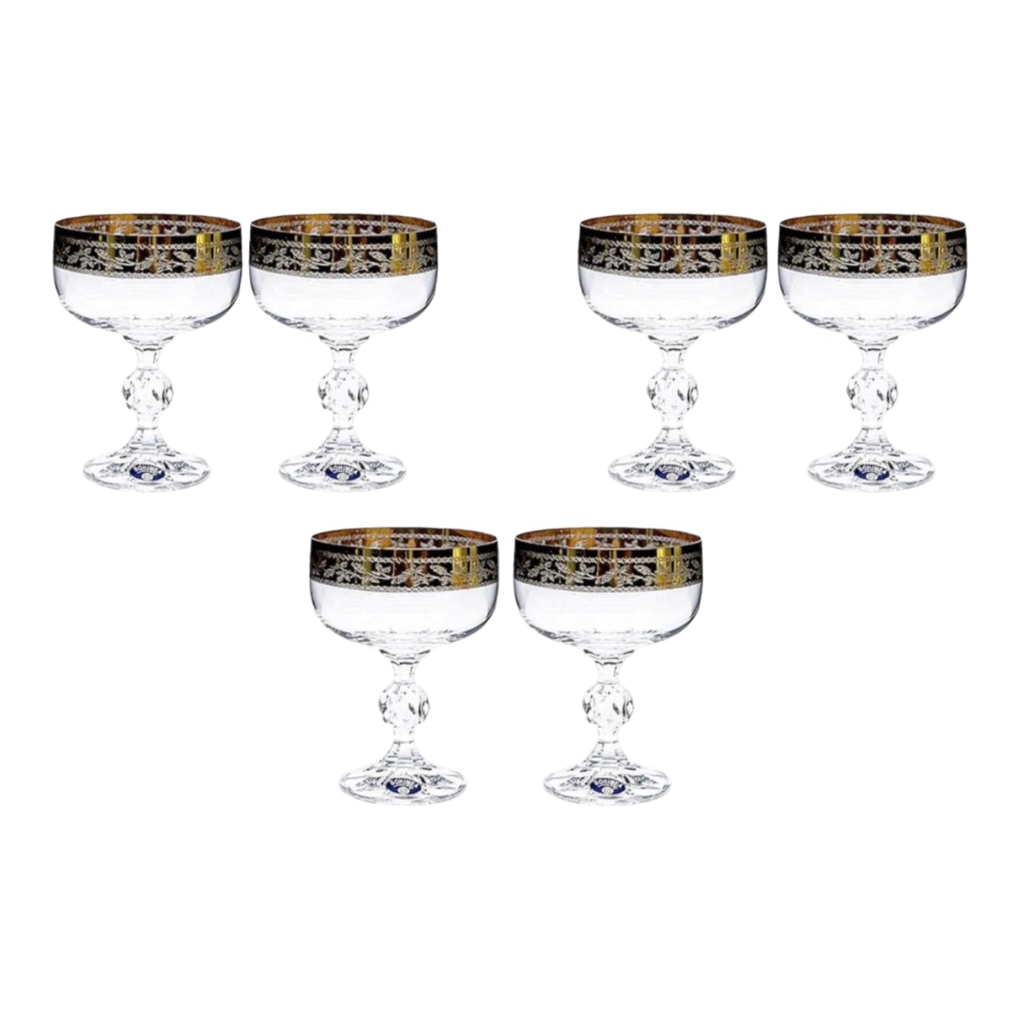 Bohemia Crystal - Cocktail Glass Set 6 Pcs - Gold