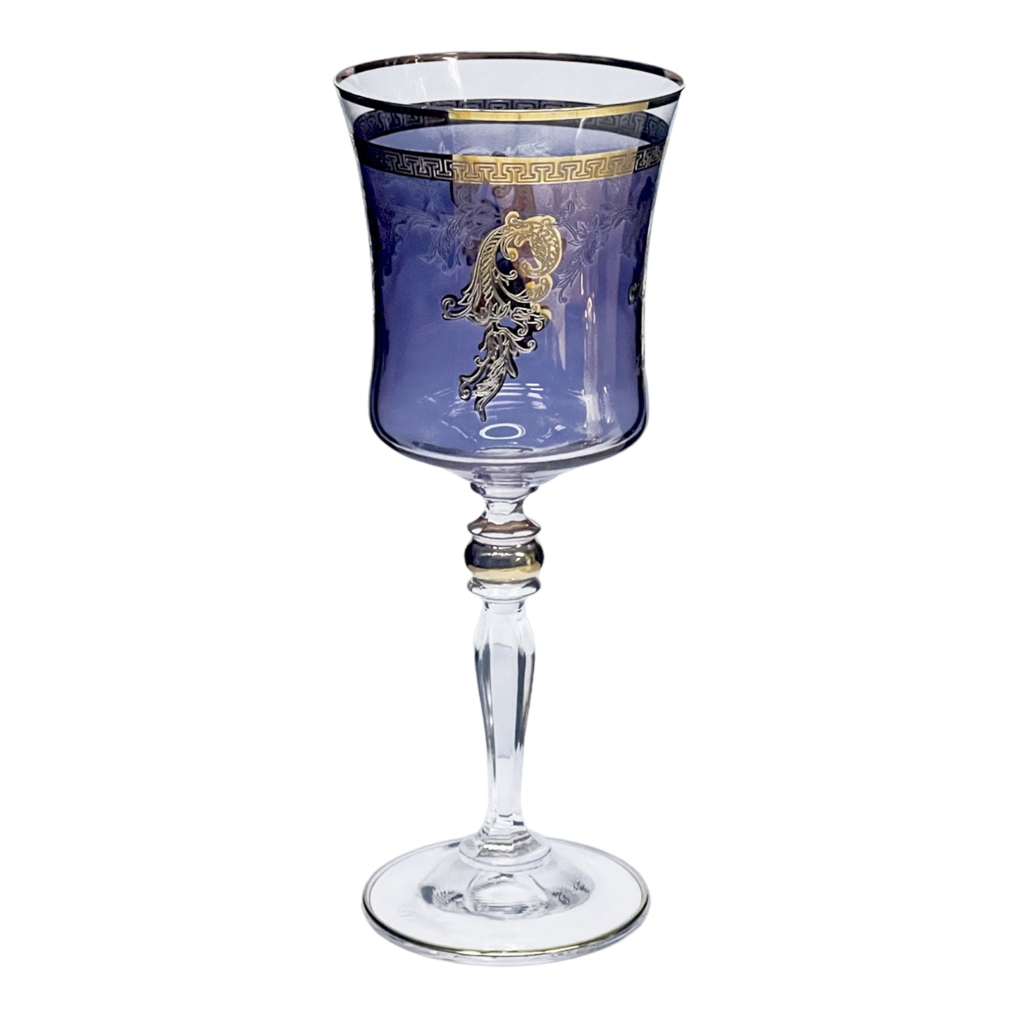 Bohemia Crystal - Goblet Glass Set 6 Pcs - Purple&Gold