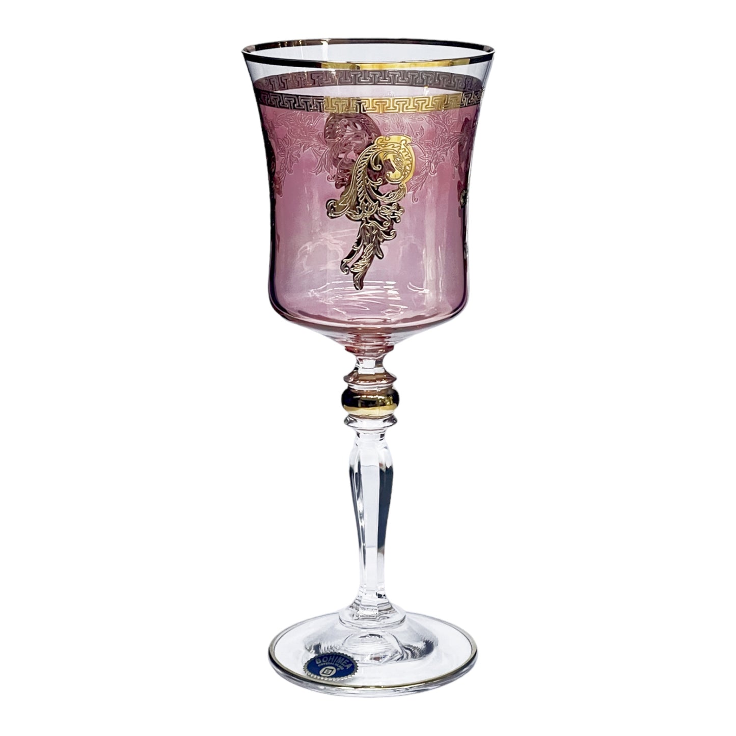 Bohemia Crystal - Goblet Glass Set 6 Pcs - Rose&Gold