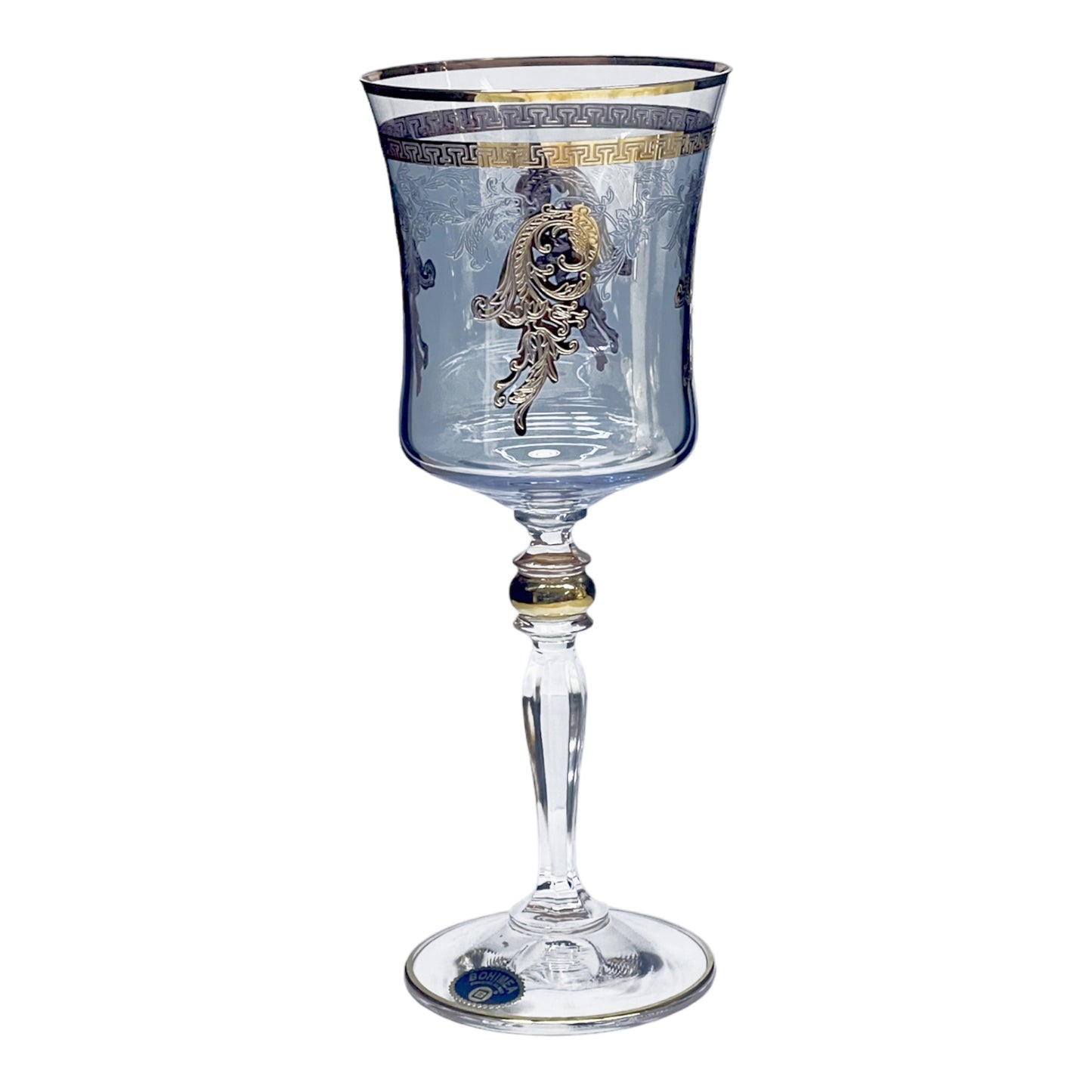 Bohemia Crystal - Goblet Glass Set 6 Pcs - Blue&Gold