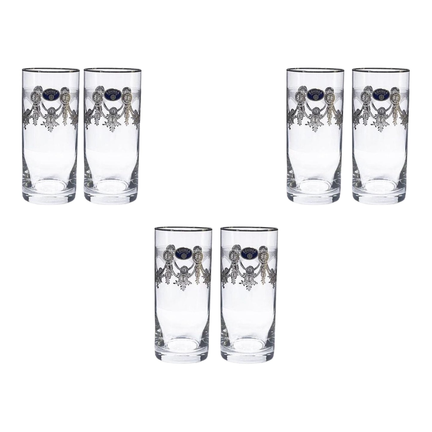 Bohemia Crystal - Highball Glass Set 6 Pcs - Silver