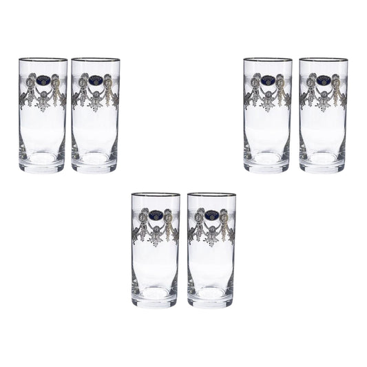 Bohemia Crystal - Highball Glass Set 6 Pcs - Silver