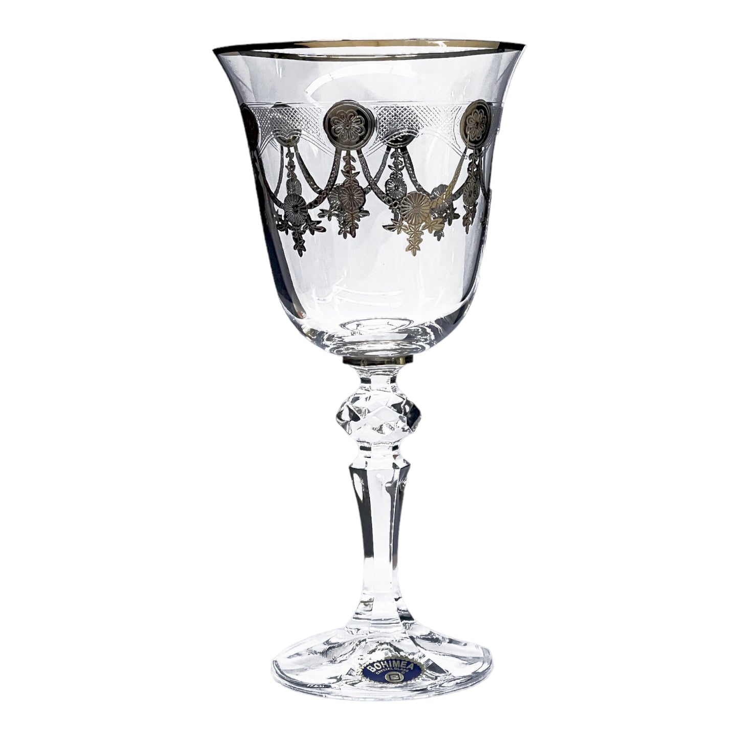 Bohemia Crystal - Goblet Glass Set 6 Pcs - Silver