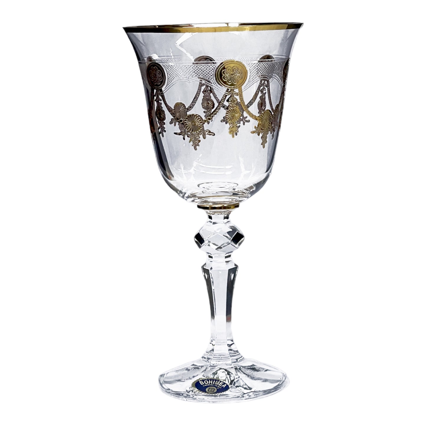 Bohemia Crystal - Goblet Glass Set 6 Pcs - Gold