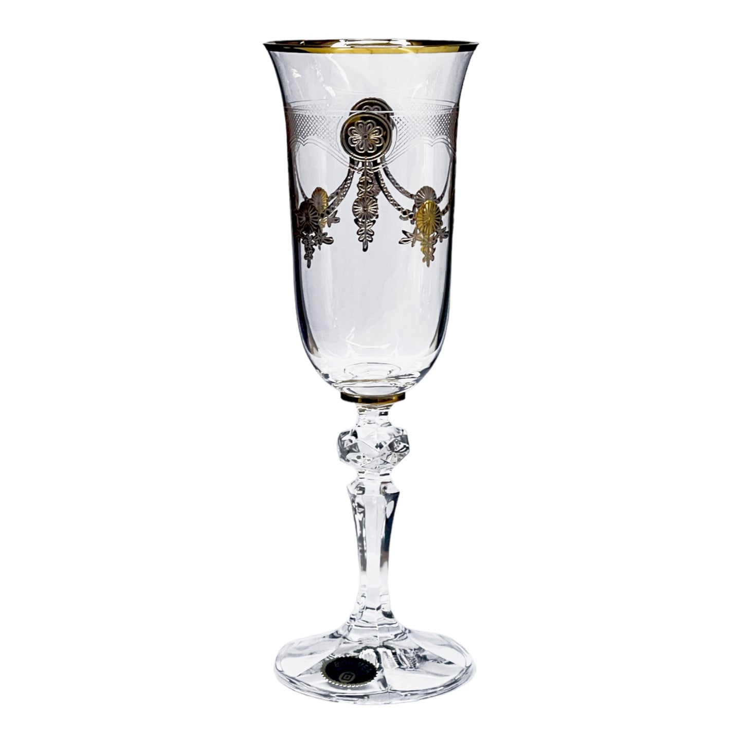 Bohemia Crystal - Flute Glass Set 6 Pcs - Gold