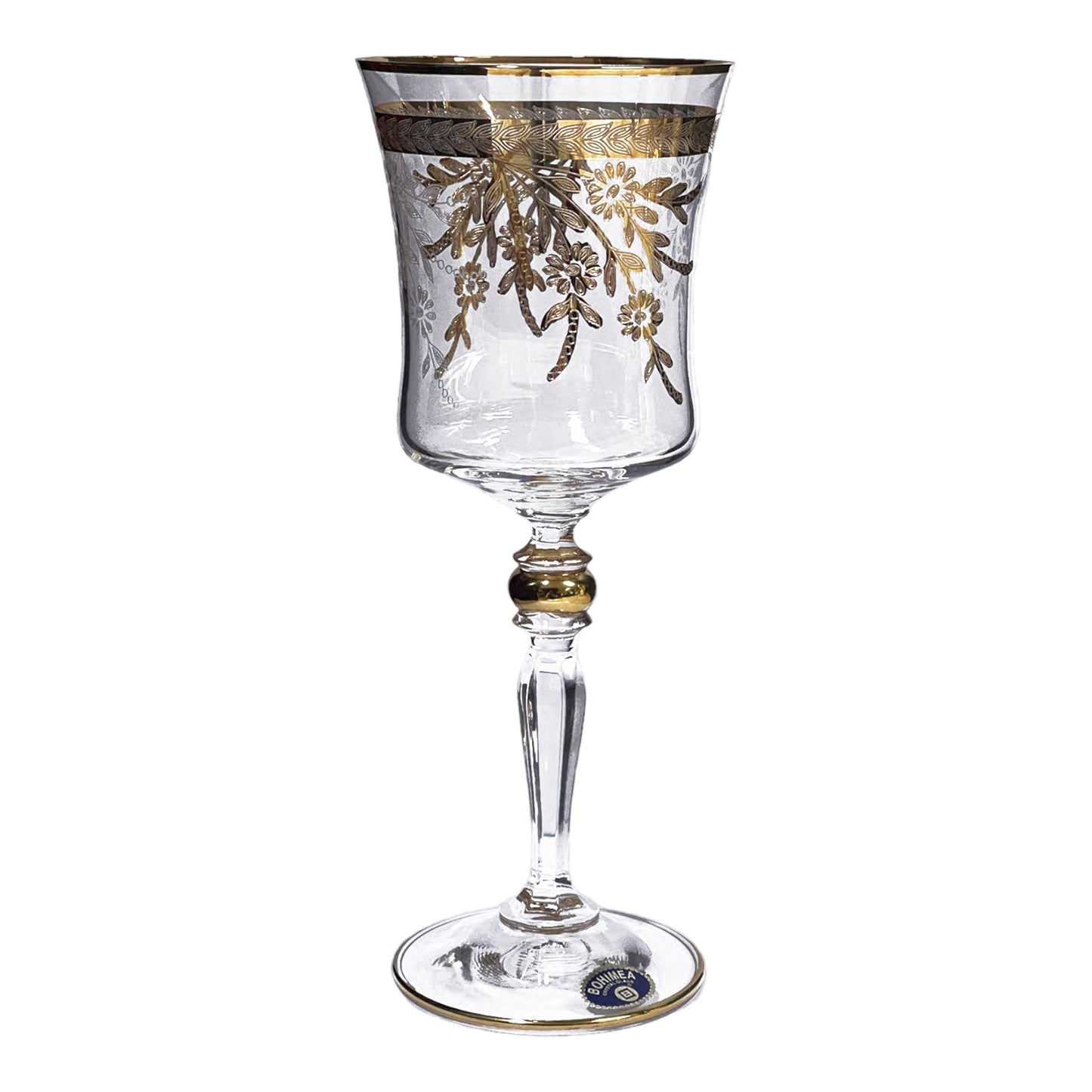 Bohemia Crystal - Goblet Glass Set 6 Pcs - Gold