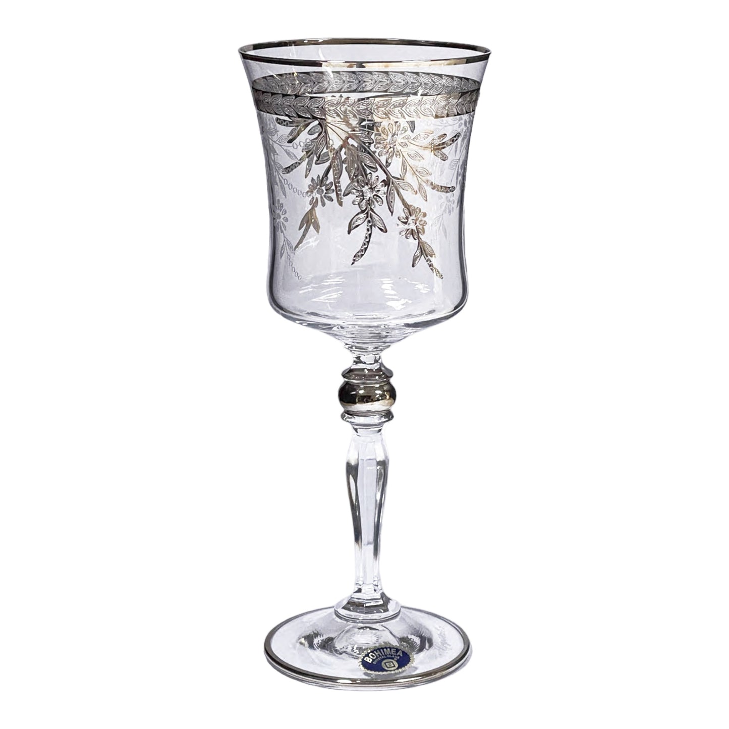 Bohemia Crystal - Goblet Glass Set 6 Pcs - Silver